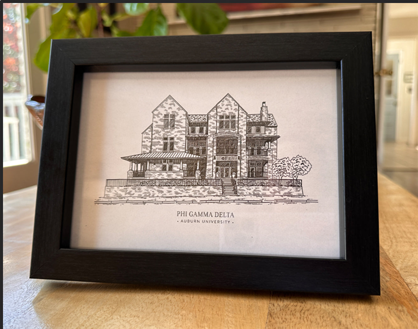 7. Phi Gamma Delta 5x7 Art Print: Timeless Tribute to the Auburn University FIJI Chapter House