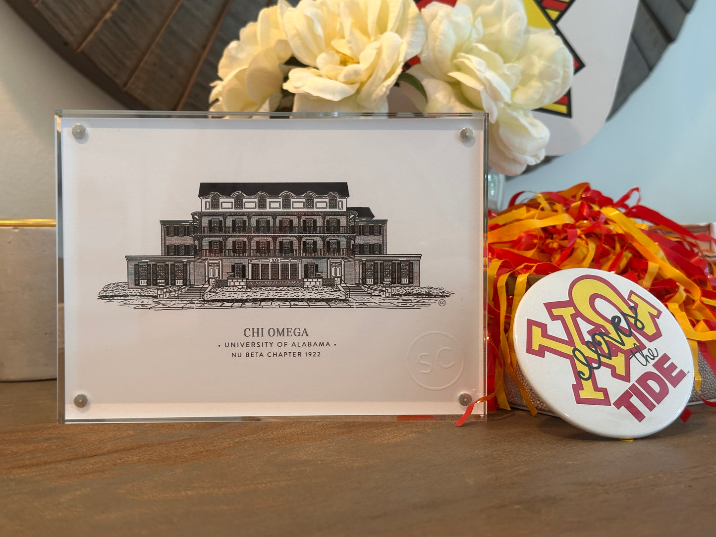 2. Chi Omega 5x7 Art Print: Elegant Tribute to Sisterhood and Tradition at the University of Alabama
